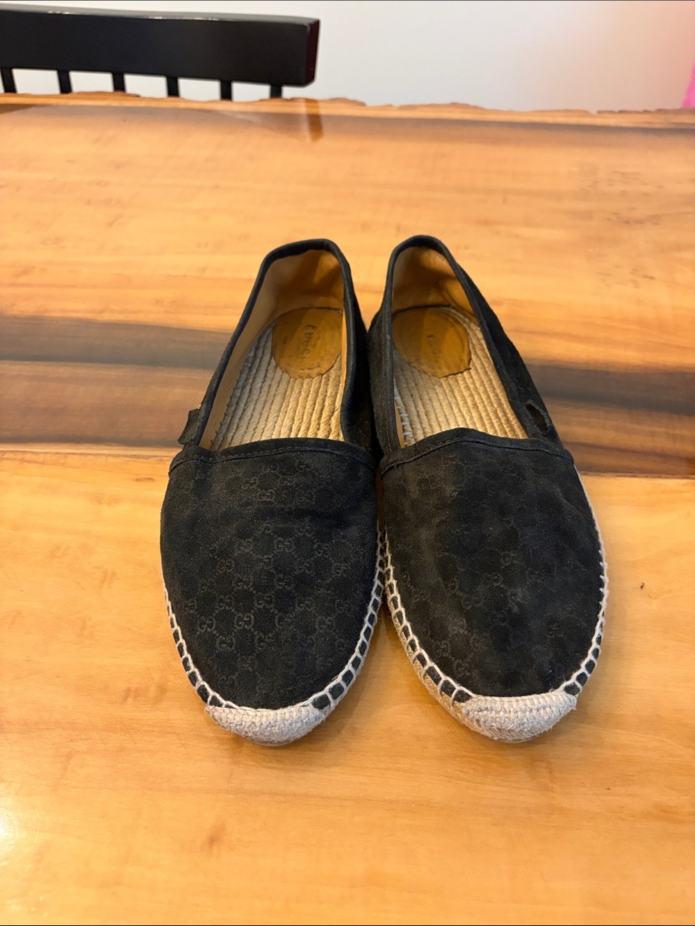 Gucci Black Suede Espadrilles with Jute Trim